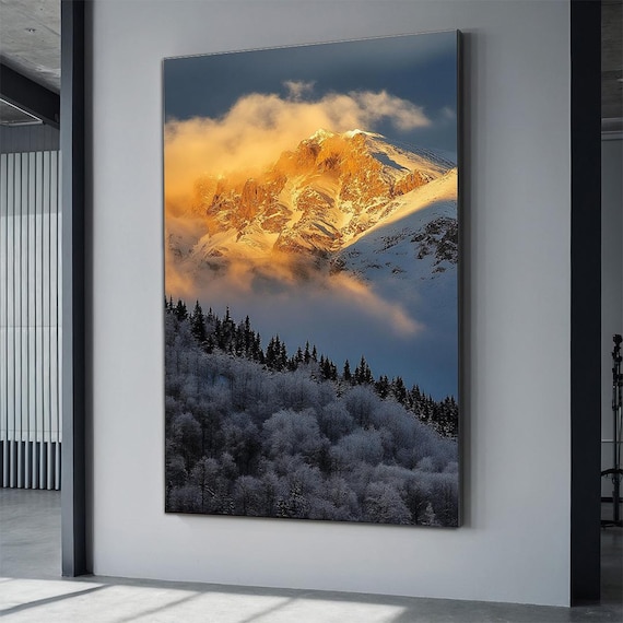 Golden Mountain Landscape Mountain Landscape Art Forest And Mountain Surreal Painting
