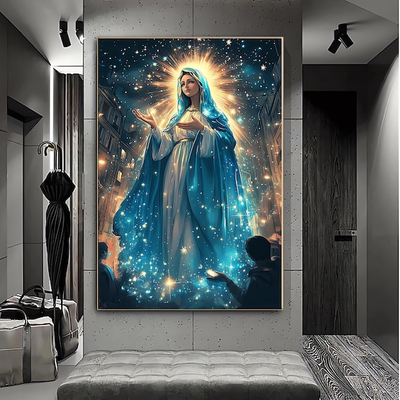 Our Lady Guadalupe Starry Blue Cloak Apparition Catholic Wall Art Print