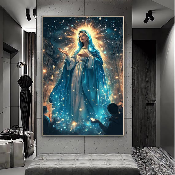 Religious Wall Art Our Lady Art Decor Guadalupe Art Lady Poster Decor Catholic Art Decor Immaculate Mary