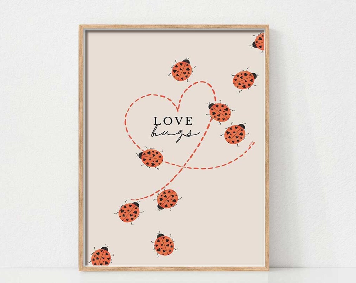 Cute Ladybug Nursery Decor Love Bug Art Print