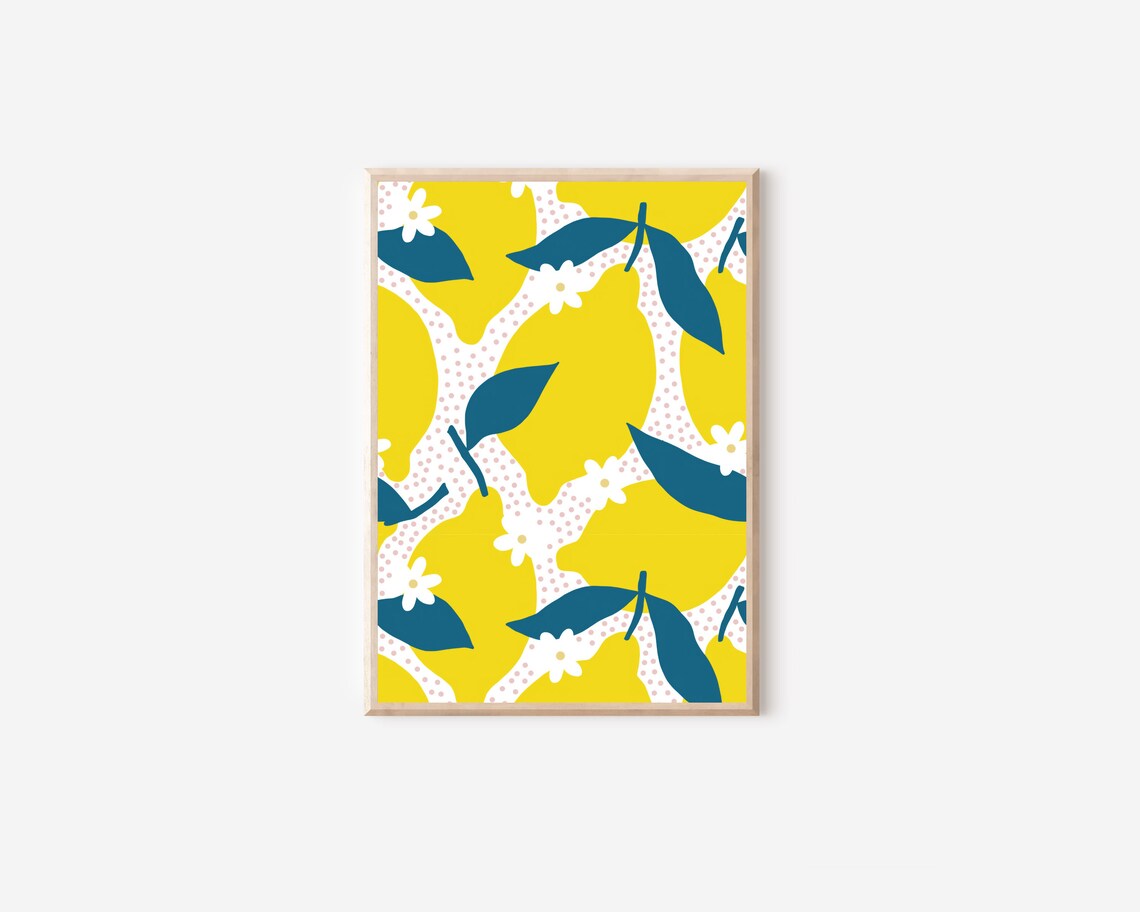 Mediterranean Lemon Fruit Art Print, Modern Kitchen - Image 4