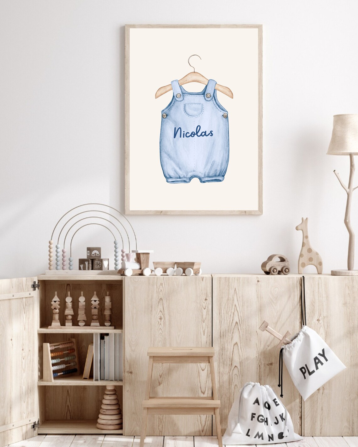 Boho Personalized Baby Boy Name Sing Nursery Poster - Image 3