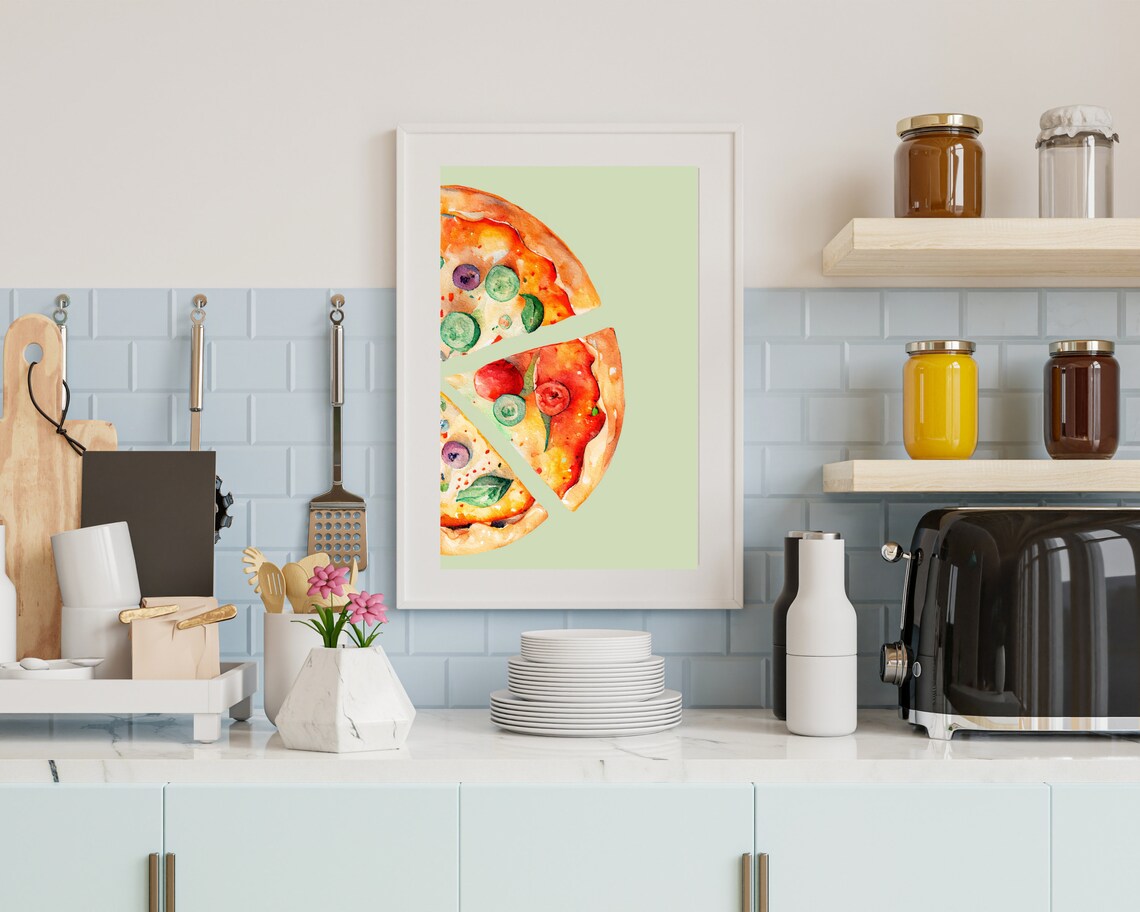 Italian Pizza Slice Watercolor Art Print - Image 3