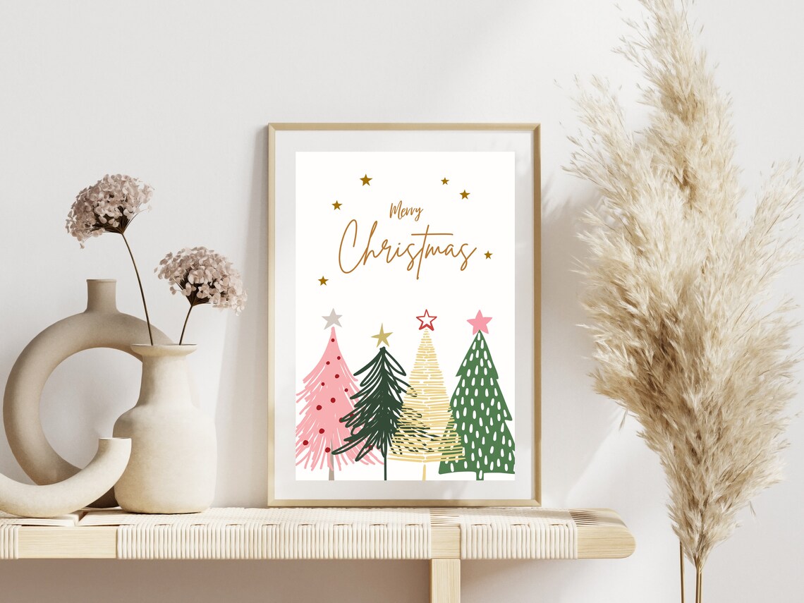 Merry Christmas Tree Boho Nursery Wall Art Print - Image 2