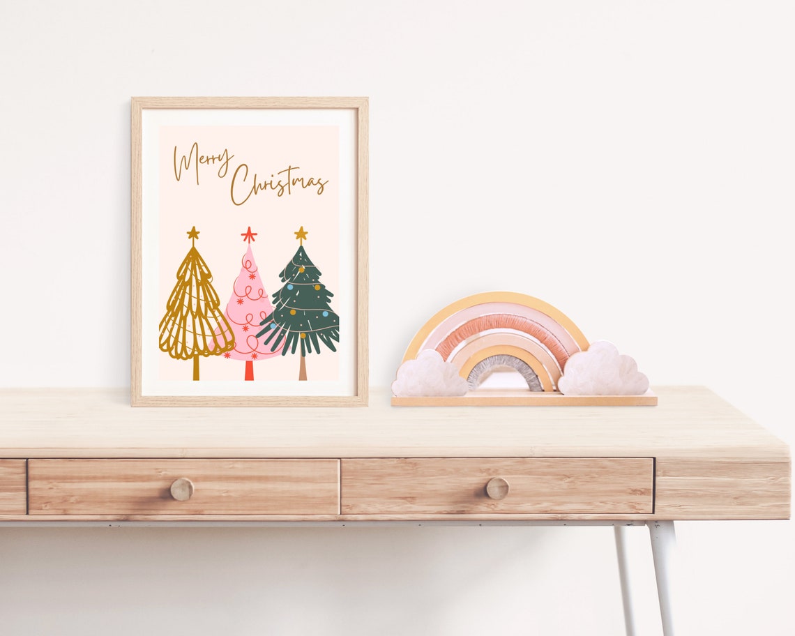 Boho Christmas Tree Art Print, Holiday Wall Decor - Image 4