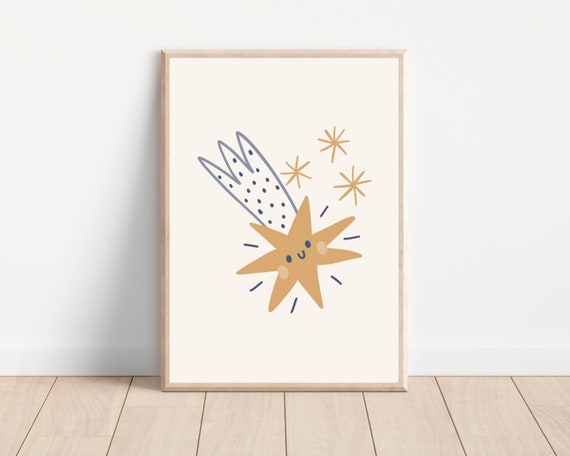 Shooting Star Boho Nursery Art Print, Celestial Decor