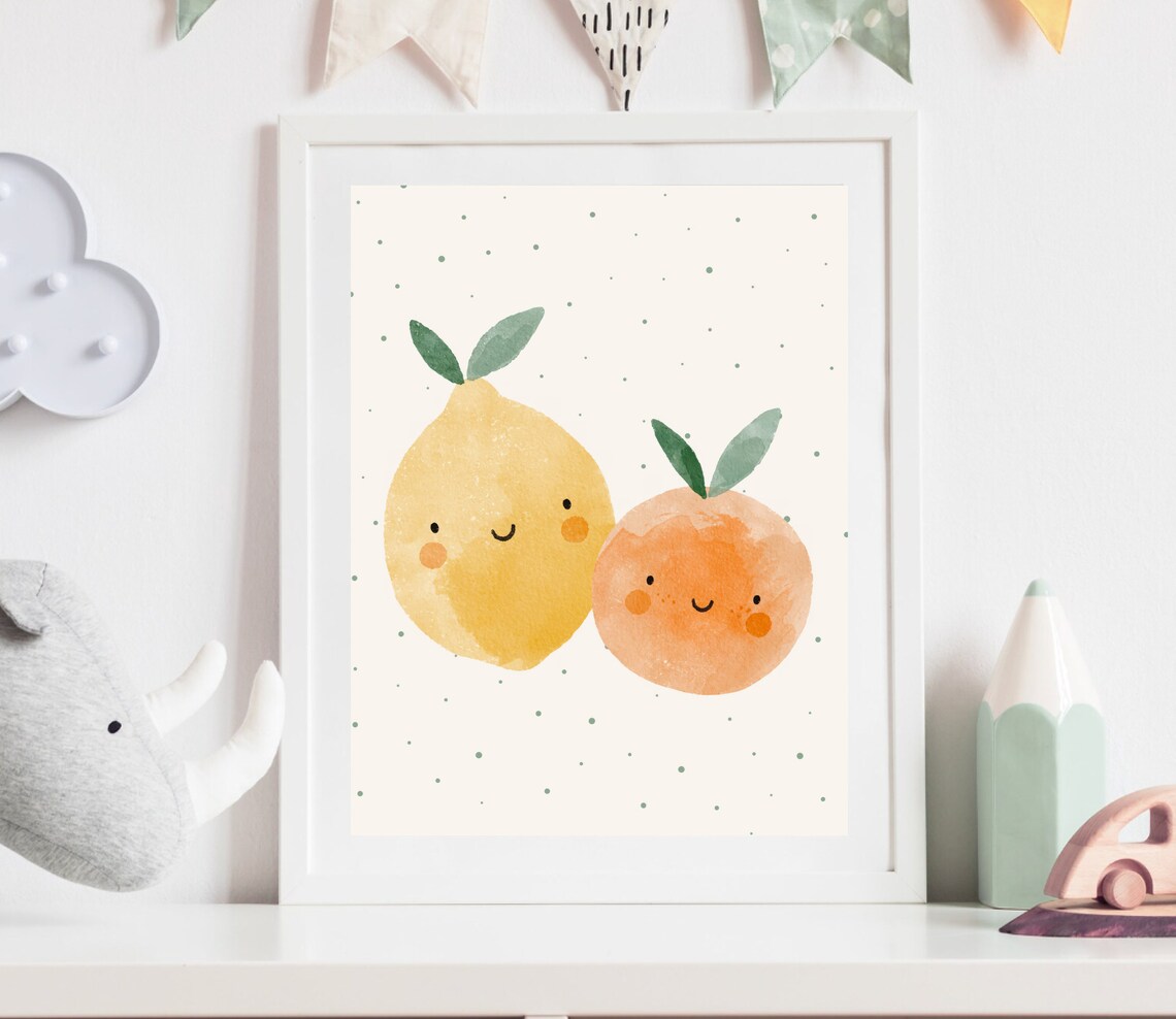 Lemon and Orange Watercolor Nursery Art Print - Image 3