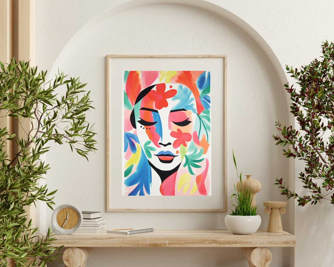Matisse Inspired Abstract Lady Portrait, Modern Art - Image 2