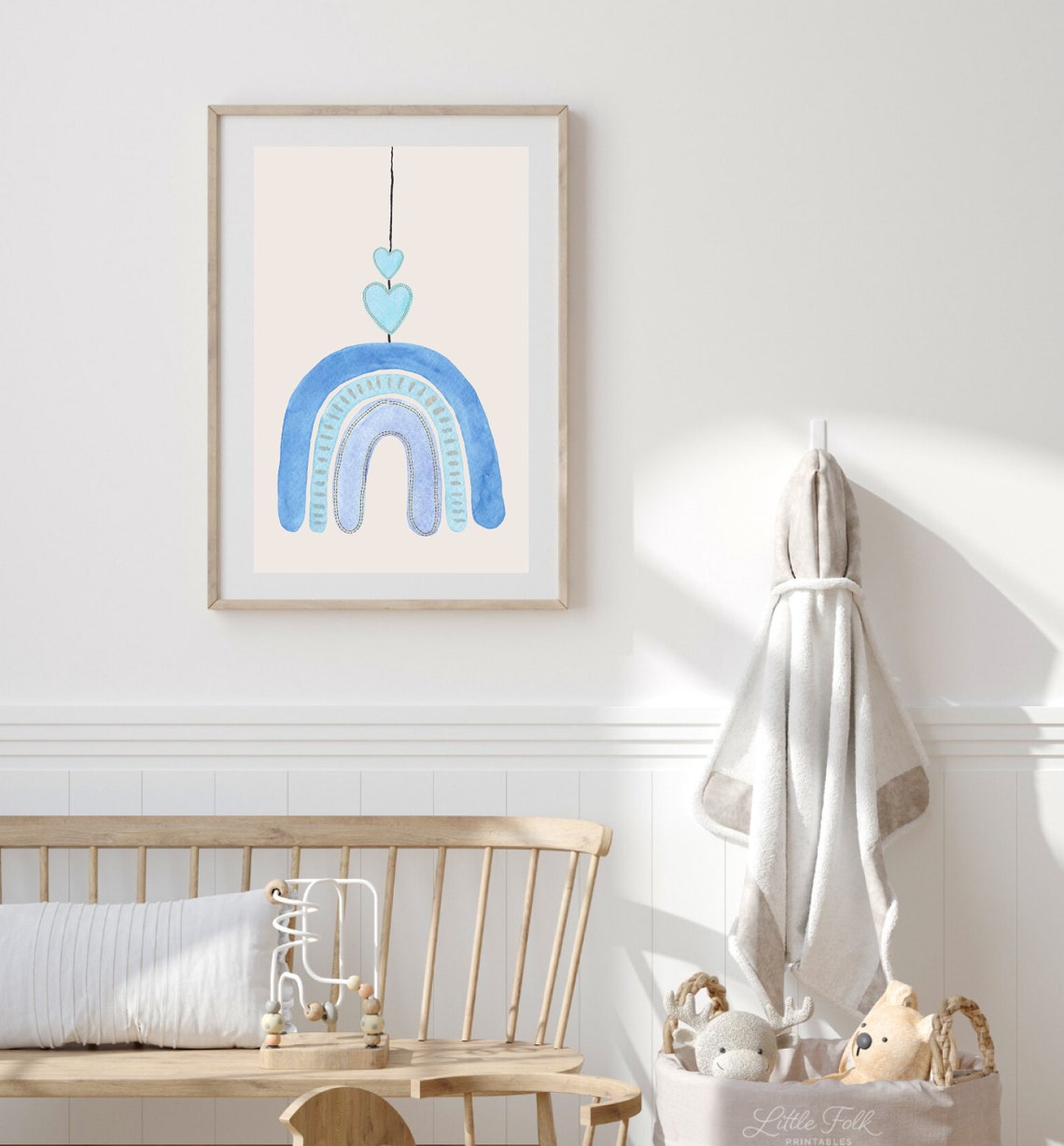 Boho Watercolor Rainbow and Heart Nursery Art Print - Image 2