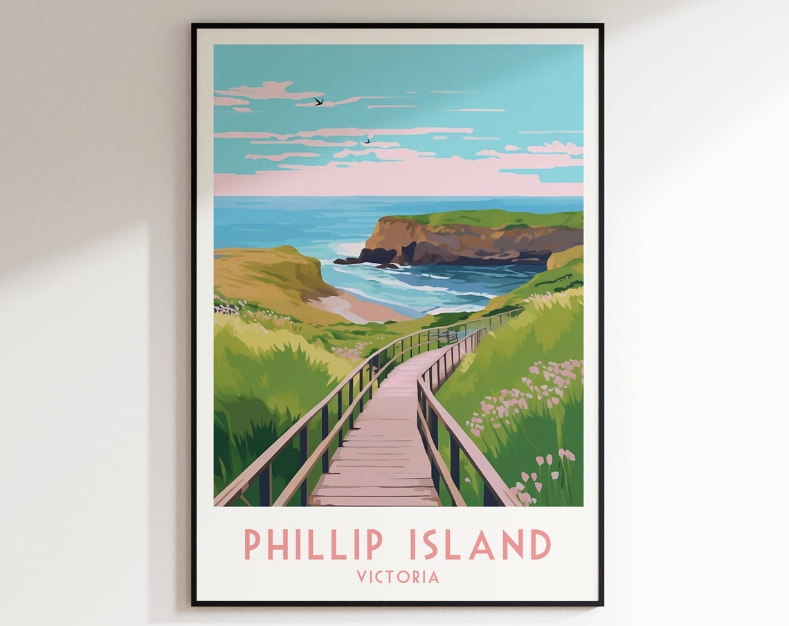 Phillip Island Victoria Coastal Boardwalk Ocean Travel Poster