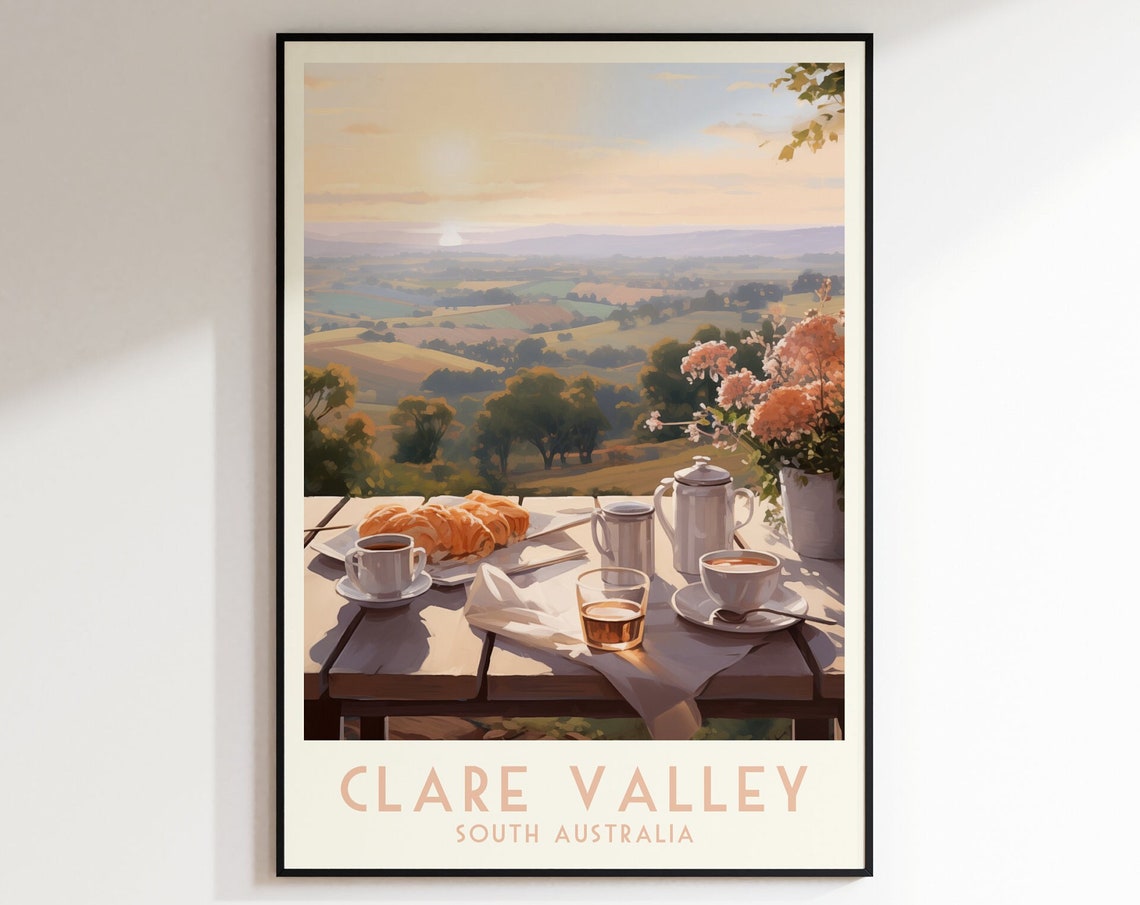 Clare Valley South Australia Poster with Sunrise Breakfast Spread