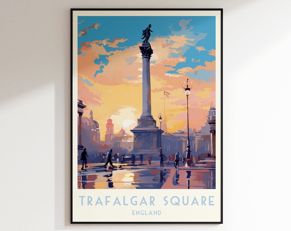 Trafalgar Square London Golden Sunrise Nelson Column Plaza Poster