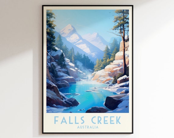 Falls Creek Ski Print Australia Print Home Decor Retro Wall Art Wedding Gift Birthday Gift Print Poster Ski Resort Print