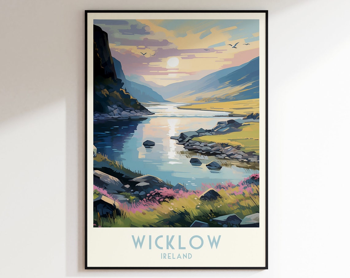 Wicklow Ireland River Valley Golden Sunset Heather Wilds Poster