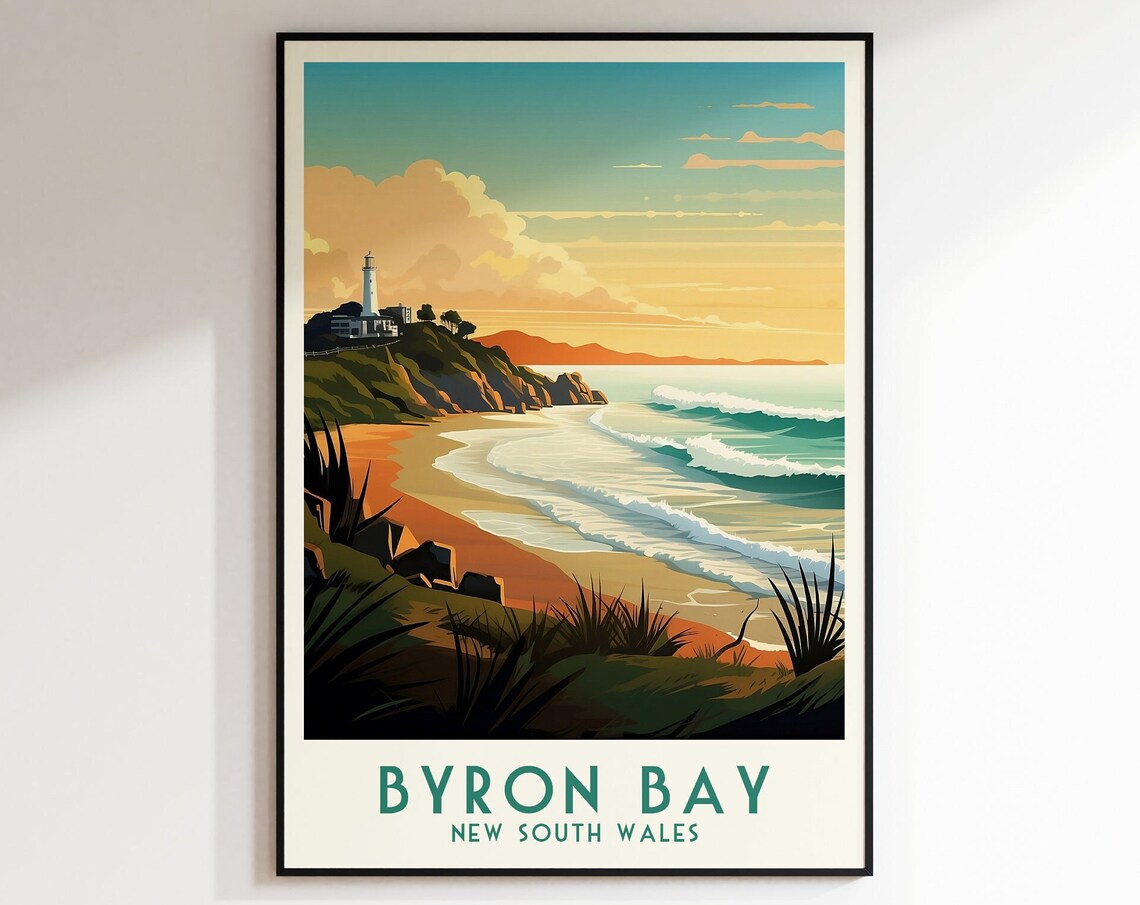 Byron Bay New South Wales Lighthouse Golden Beach Sunset Poster