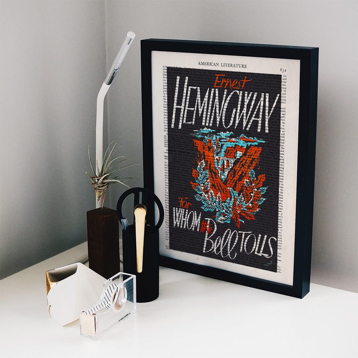 Ernest Hemingway For Whom The Bell Tolls Bell Dictionary Art Print - Image 2