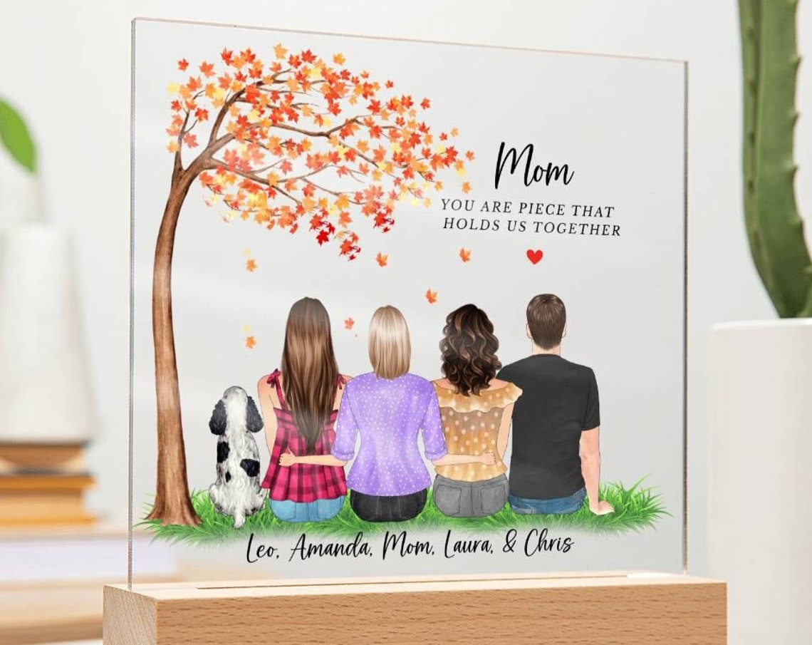 Personalized Mom Family Acrylic Wall Art Autumn Tree Gift for Her