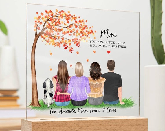 Personalized Mom Family Acrylic Wall Art Autumn Tree Gift for Her