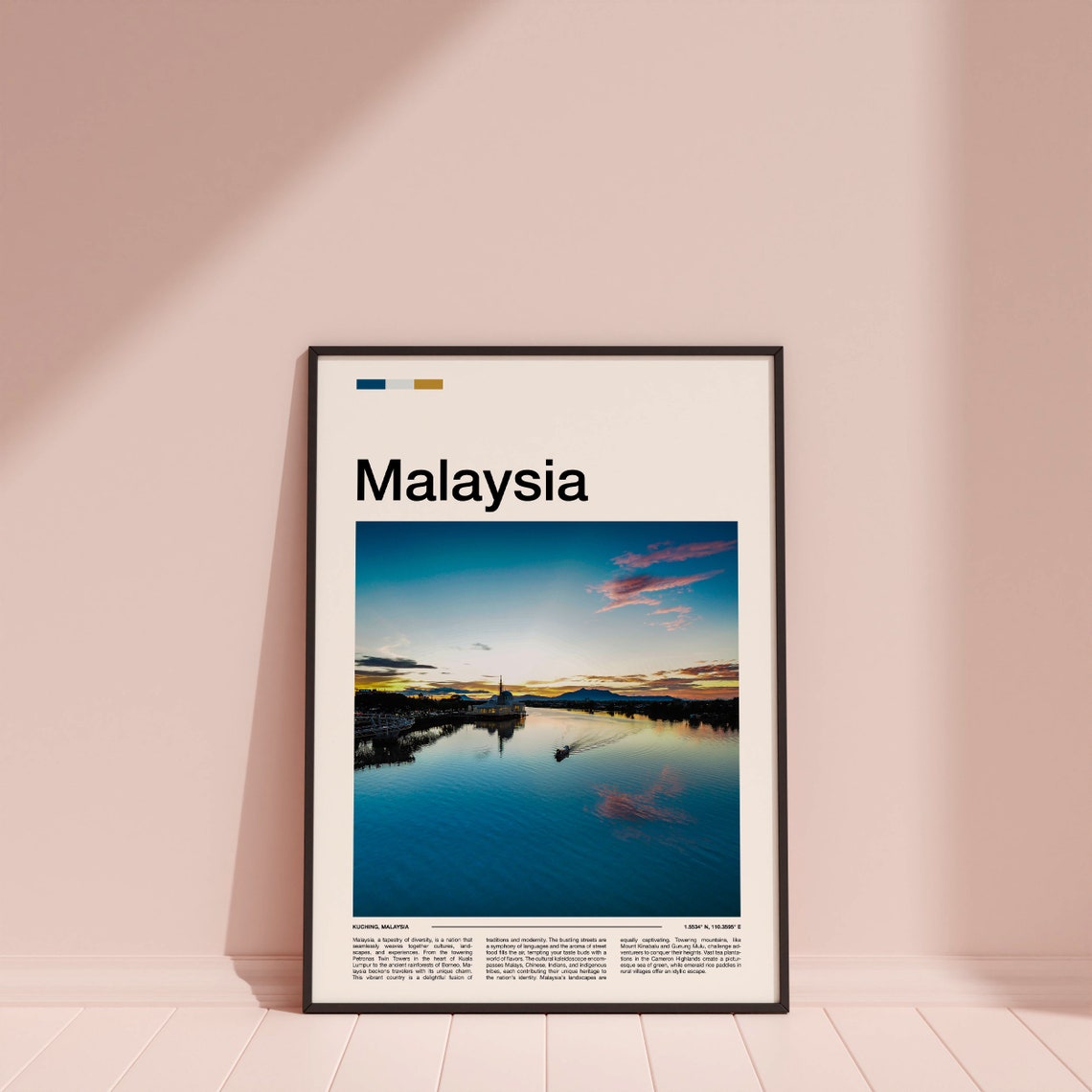 Malaysia Kuching River Sunset Boat Waterfront Scenic Dusk Poster - Image 4