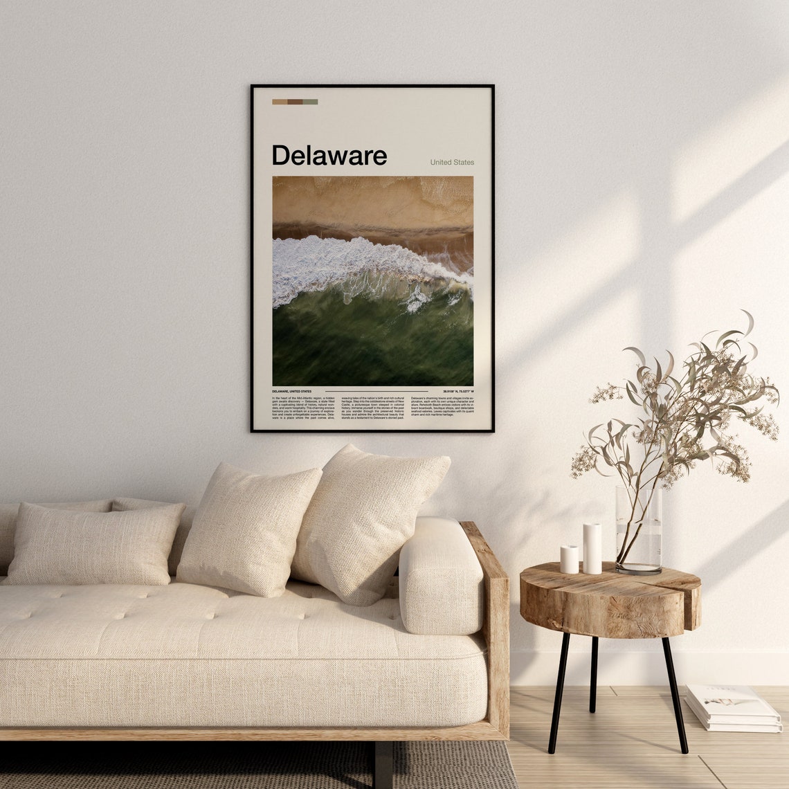 Delaware Atlantic Coast Aerial Ocean Waves Sandy Beach Poster - Image 3