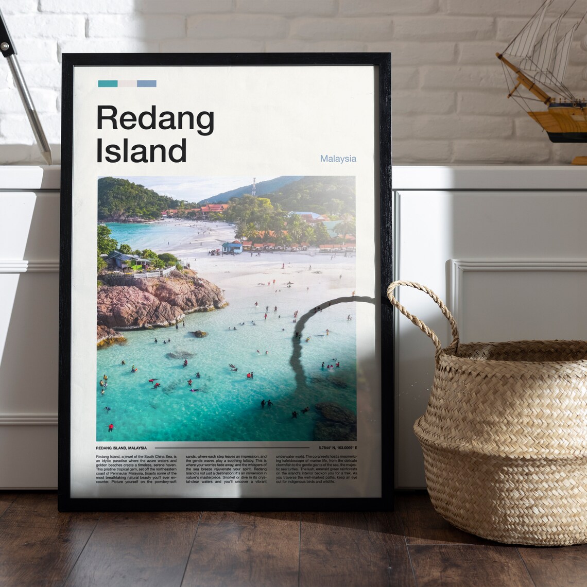 Redang Island Malaysia Aerial Beach Snorkelers Turquoise Poster - Image 5