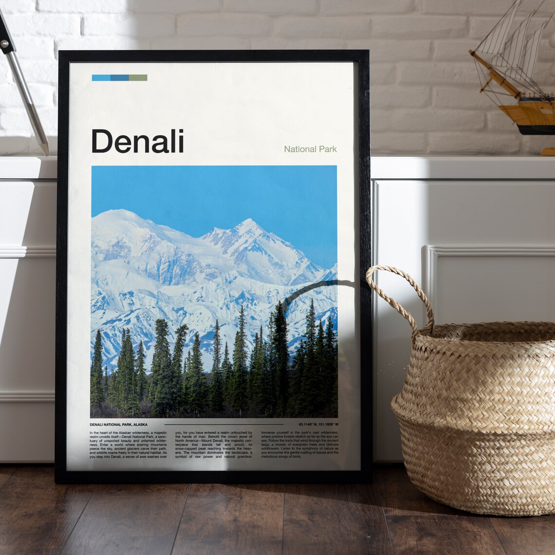 Denali National Park Alaska Snow Peak Pine Forest Travel Poster - Image 4