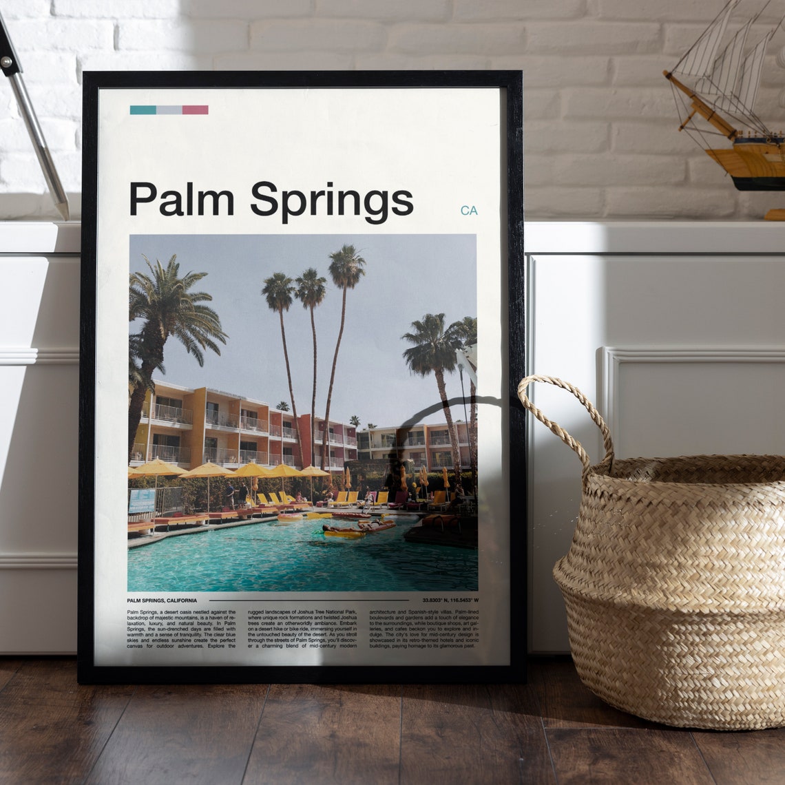 Palm Springs California Resort Pool Palms Mid Century Photo Poster - Image 5