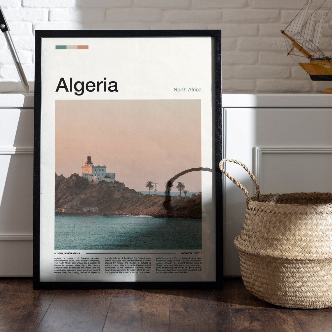 Algeria Lighthouse on Rocky Coast Mediterranean Seascape Photography Poster - Image 5