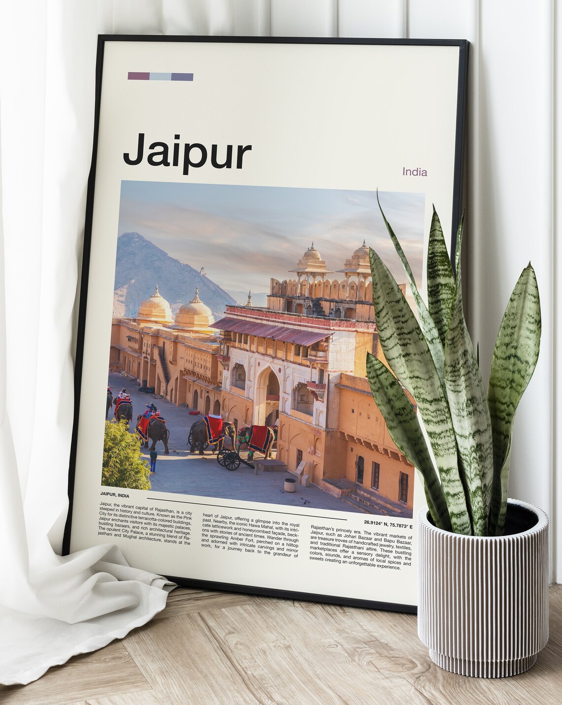 Jaipur India Amber Fort Elephants Rajasthan Pink City Poster - Image 2