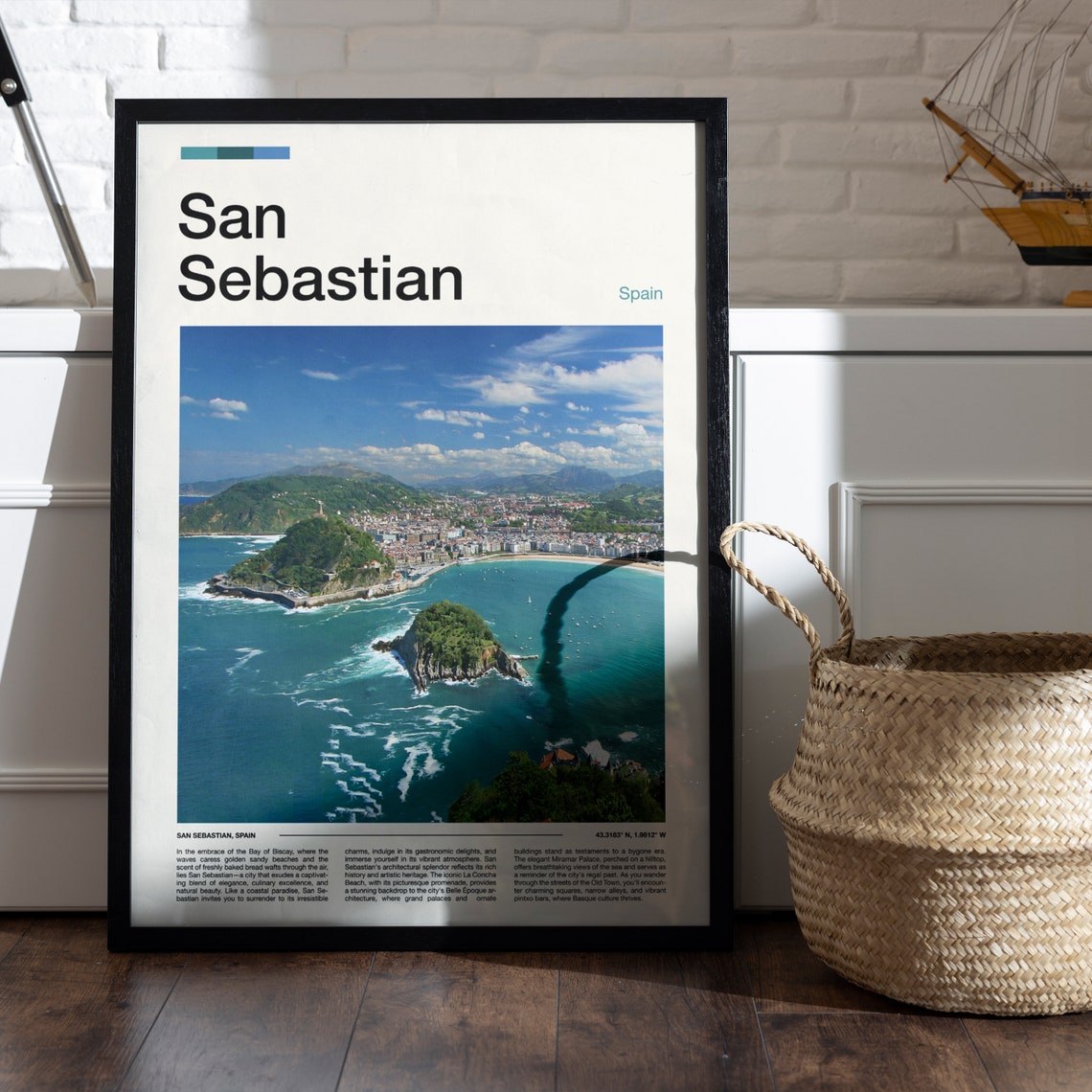 San Sebastian Spain La Concha Bay Aerial Basque Coast Poster - Image 5