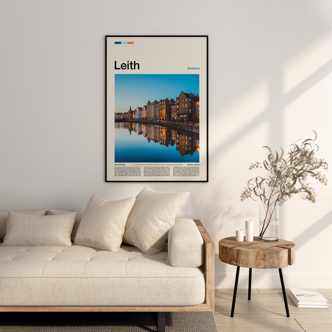 Leith Scotland Waterfront Reflections Harbor Sunset Cityscape Poster - Image 2