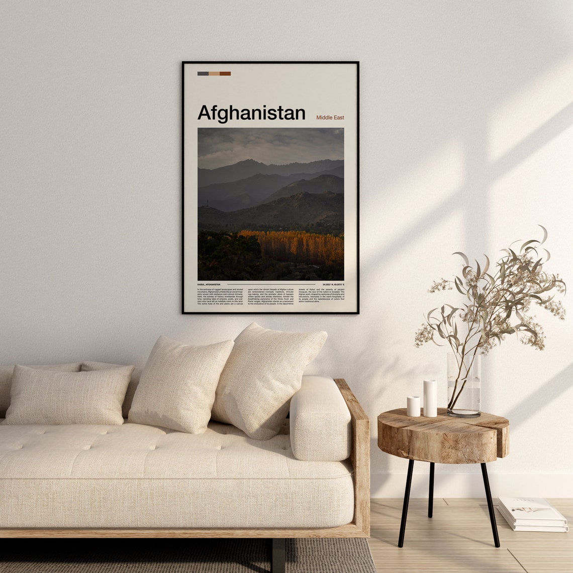 Afghanistan Kabul Autumn Mountains Valley Golden Light Poster - Image 3