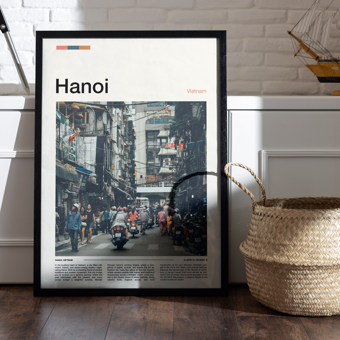 Hanoi Vietnam Old Quarter Motorbike Street Scene Travel Poster - Image 5