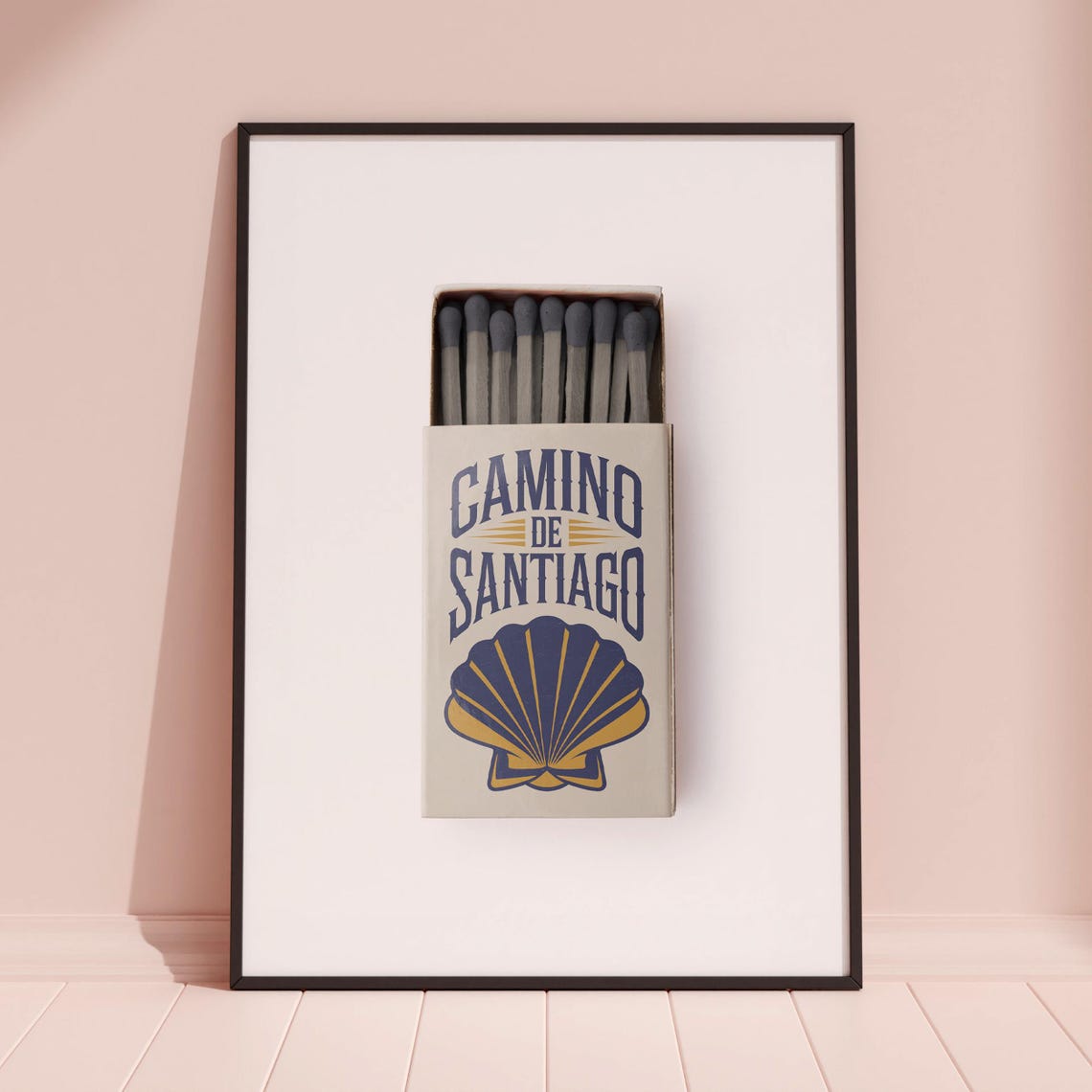 Camino De Santiago Vintage Matchbox Scallop Shell Pilgrim Art Poster - Image 3