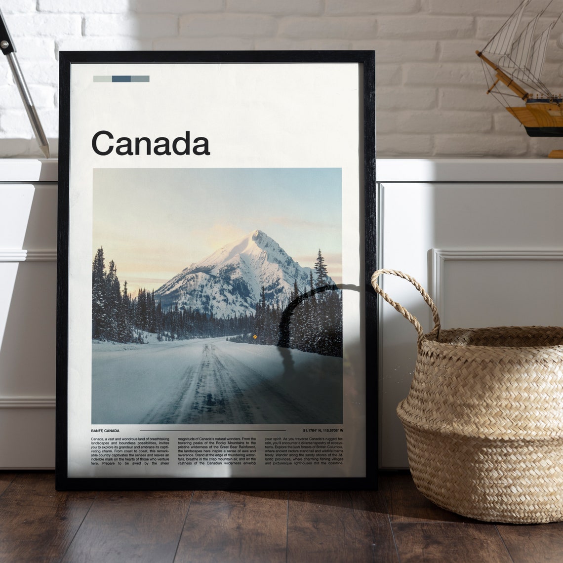 Canada Banff Snowy Mountain Road Winter Pines Photography Poster - Image 5