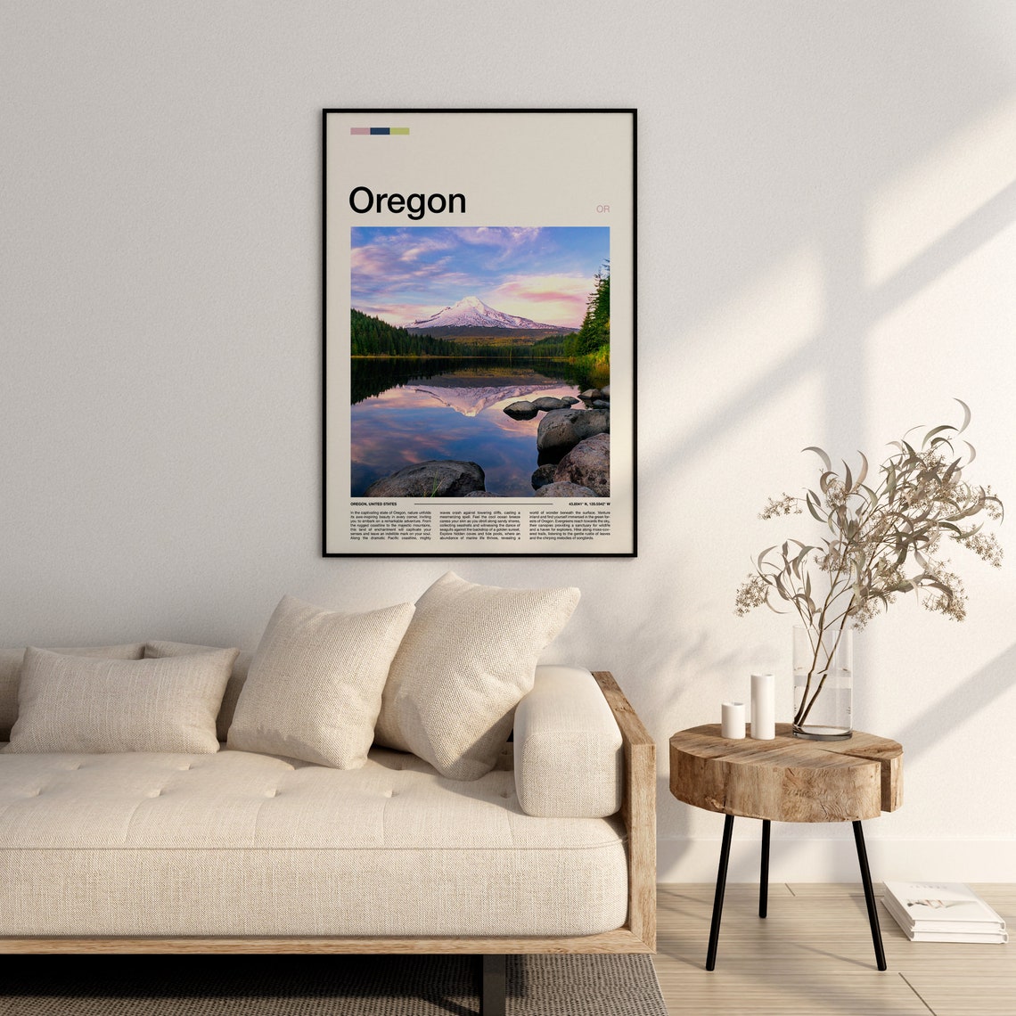 Oregon Snowcapped Mountain Lake Reflection Photography Poster - Image 3
