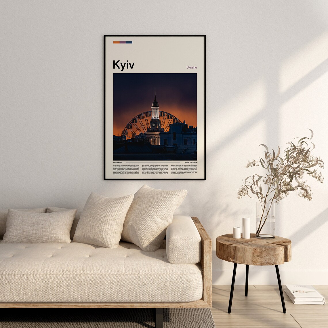 Kyiv Ukraine Ferris Wheel Sunset Silhouette Minimal Travel Poster - Image 3