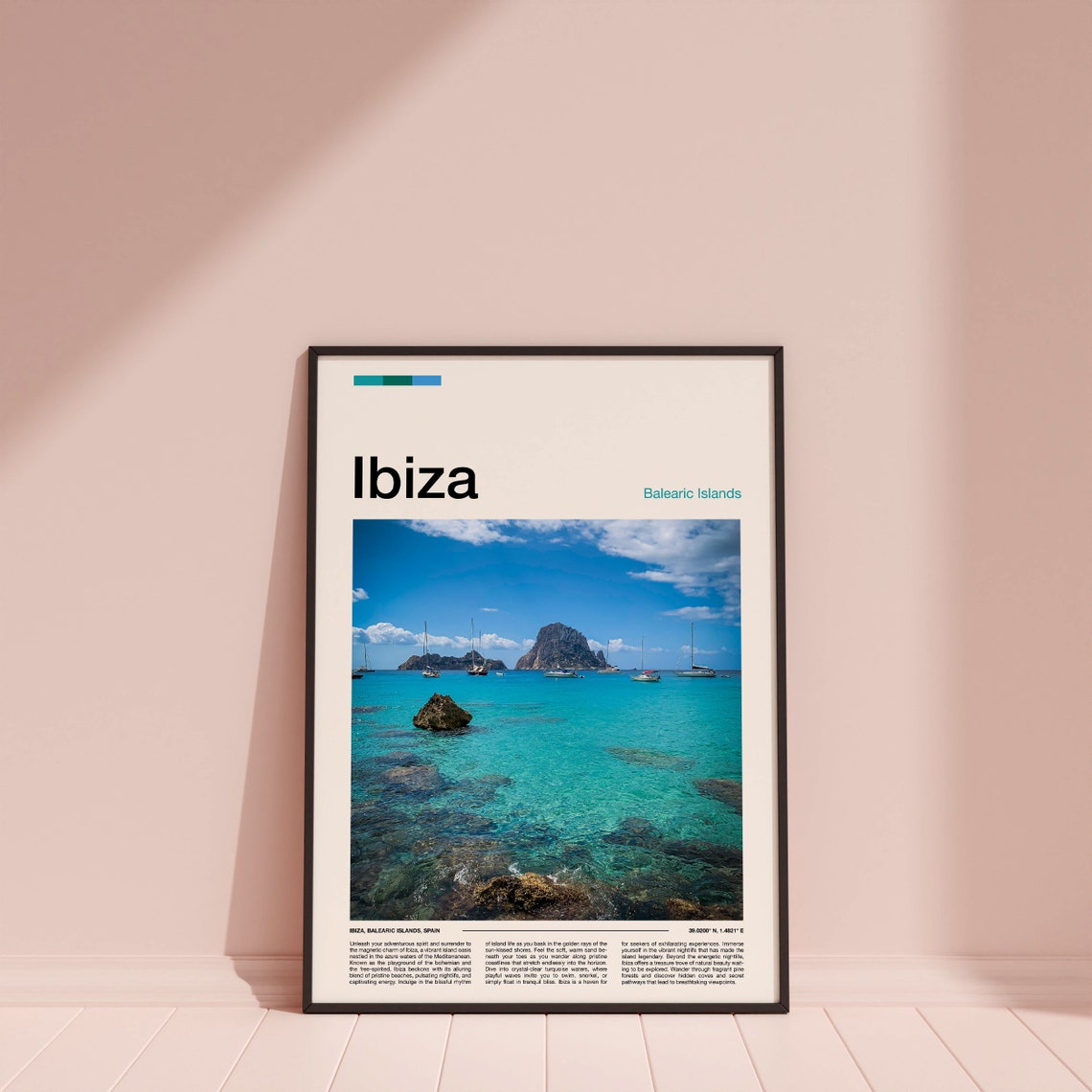 Ibiza Balearic Islands Es Vedra Rocky Islet Sailboats Poster - Image 3