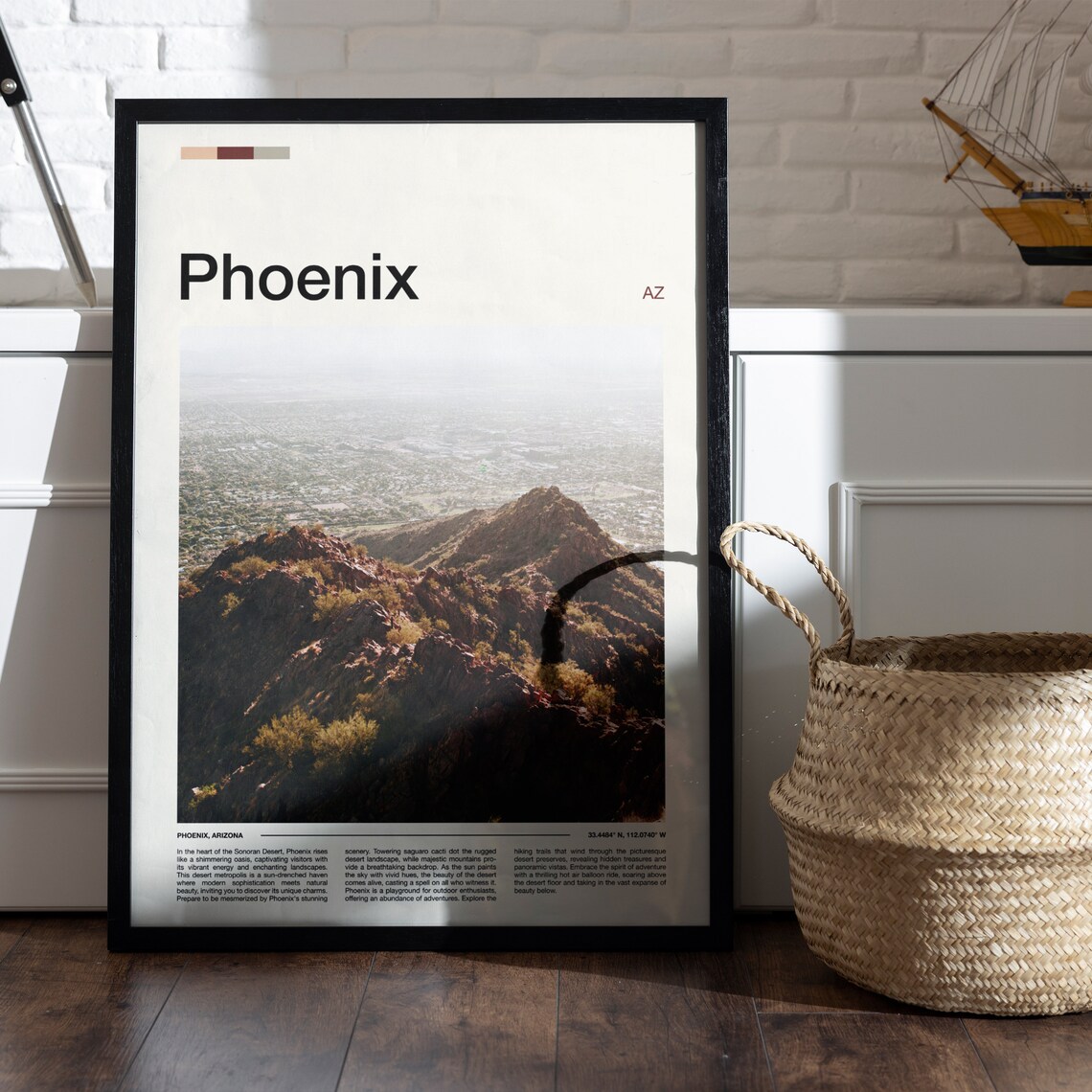 Phoenix Arizona Desert Mountain Overlook City Valley Sunrise Poster - Image 4