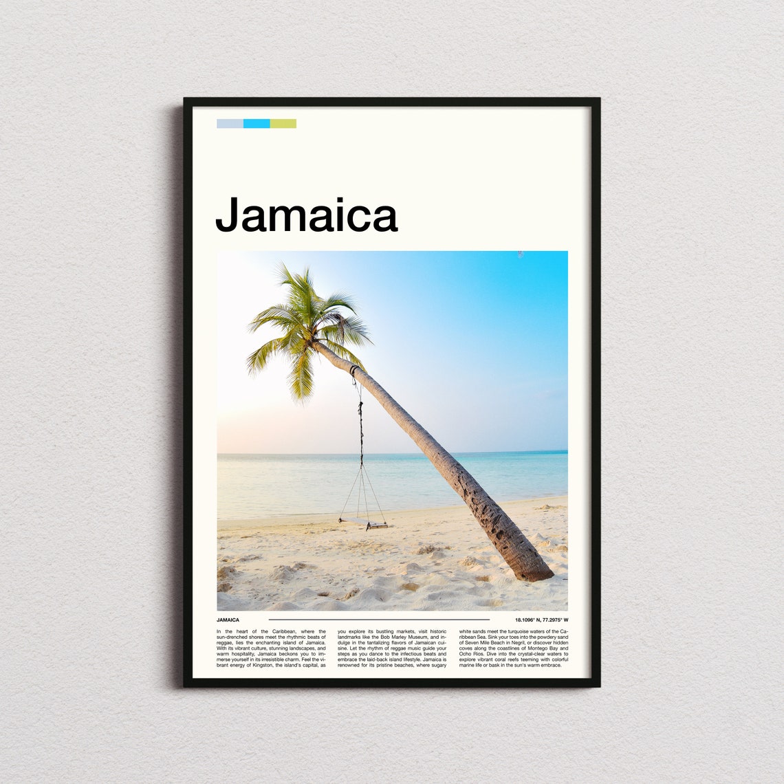 Jamaica Caribbean Beach Leaning Palm Tree Swing Photo Poster