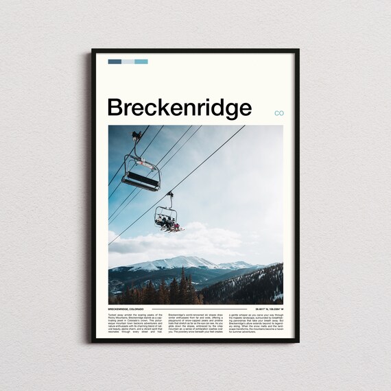 Breckenridge Colorado Chairlift Ski Resort Winter Scene Poster