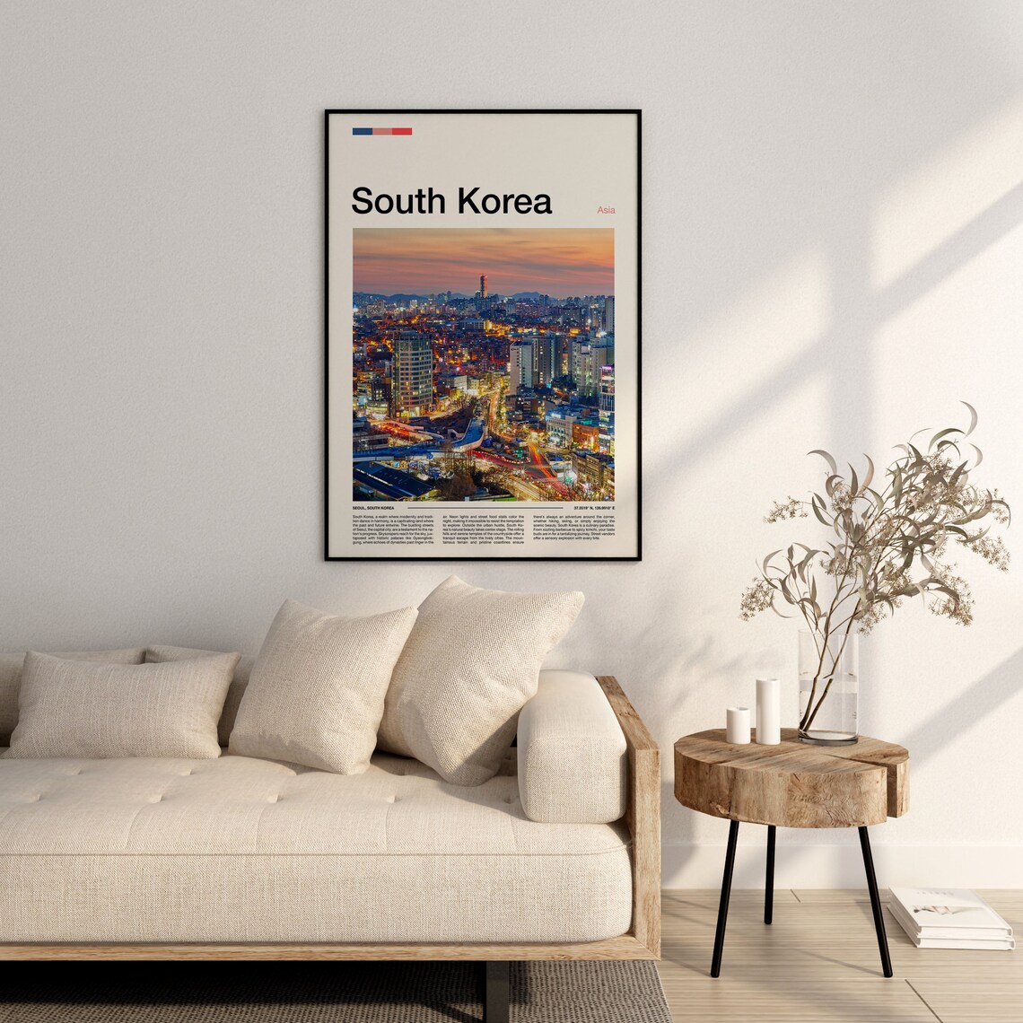 Seoul South Korea Skyline at Sunset Pink Sky Asia Travel Poster - Image 3