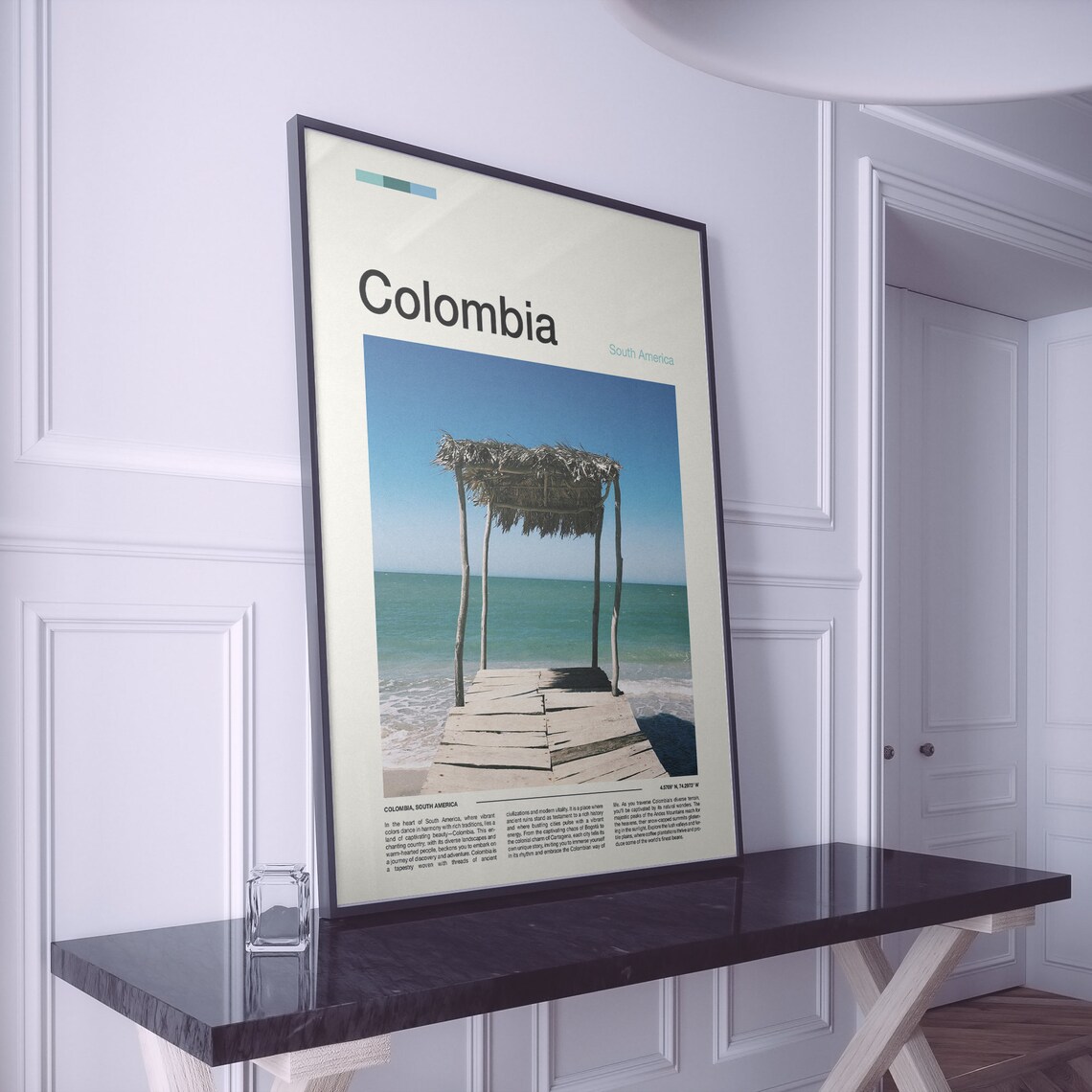 Colombia Beach Palapa Hut Wooden Pier Ocean Photography Poster - Image 2