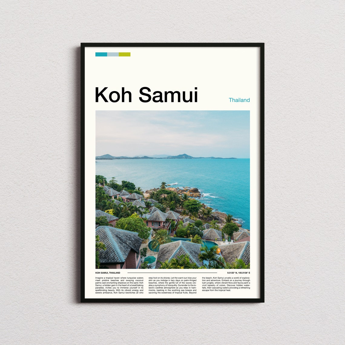 Koh Samui Thailand Tropical Island Resort Coastline Travel Poster