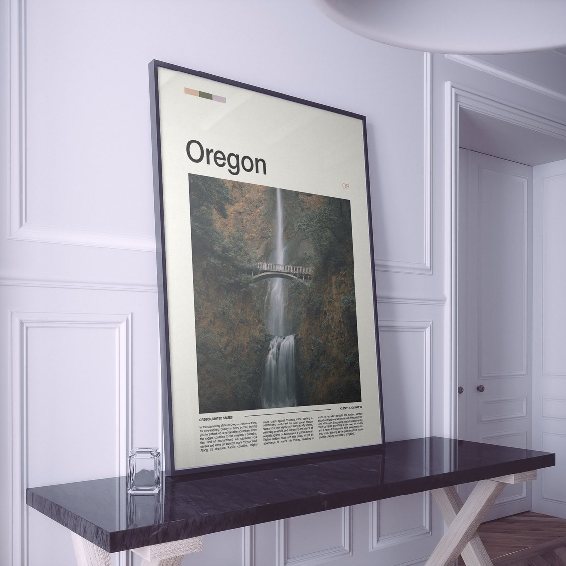 Oregon Multnomah Falls and Bridge Waterfall Nature Photography Poster - Image 2