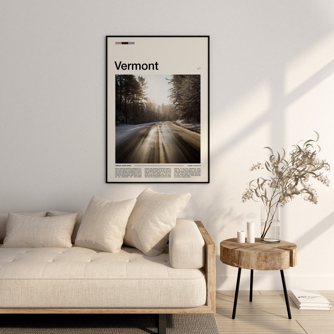 Vermont Snowy Forest Road in Winter Sunlight Nature Photography Poster - Image 3