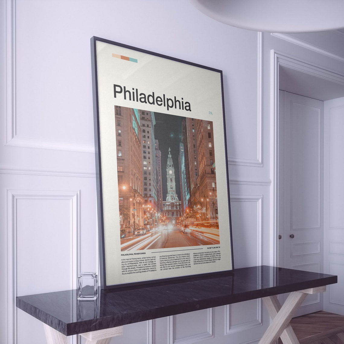 Philadelphia Pennsylvania City Hall Tower Night Street View Poster - Image 2