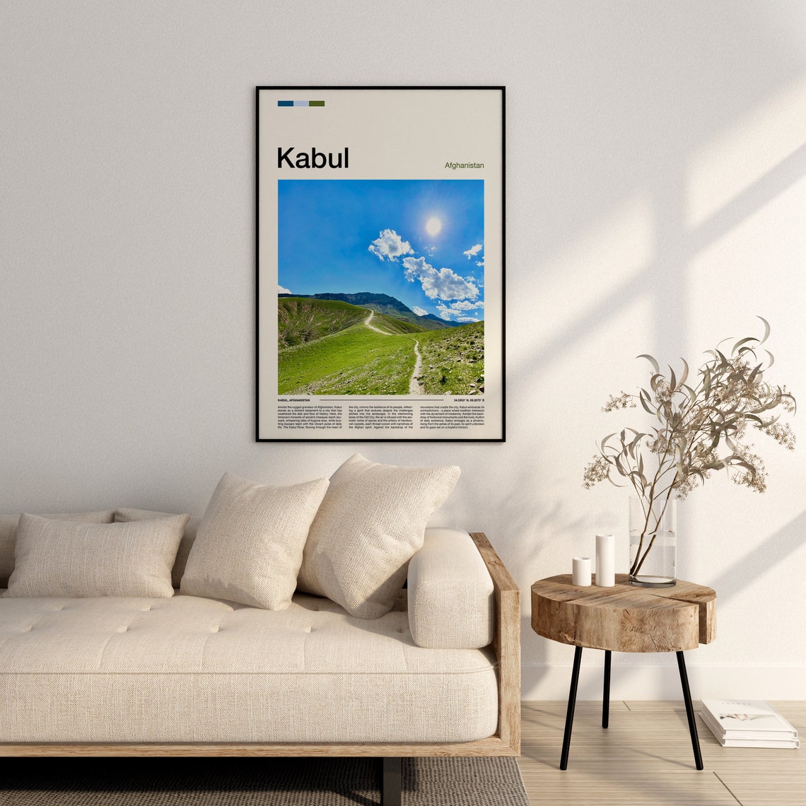 Kabul Afghanistan Green Mountain Valley Scenic Hiking Trail Poster - Image 3