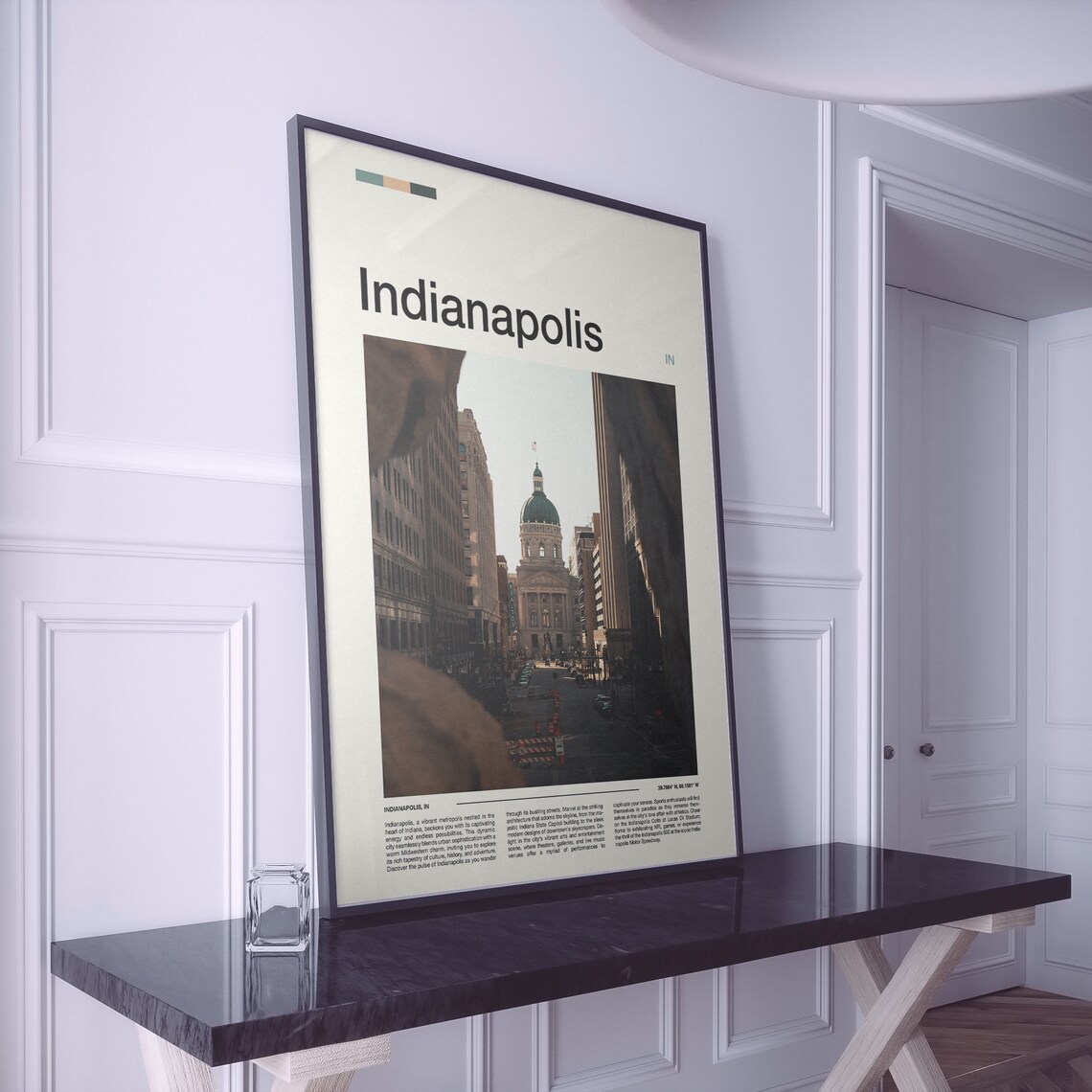 Indianapolis Indiana City Street Historic Capitol Dome View Poster - Image 2