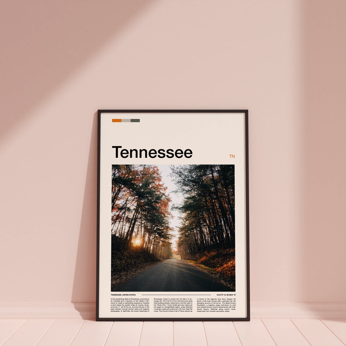 Tennessee Autumn Forest Road Fall Foliage Sunset Scenic Travel Poster - Image 3